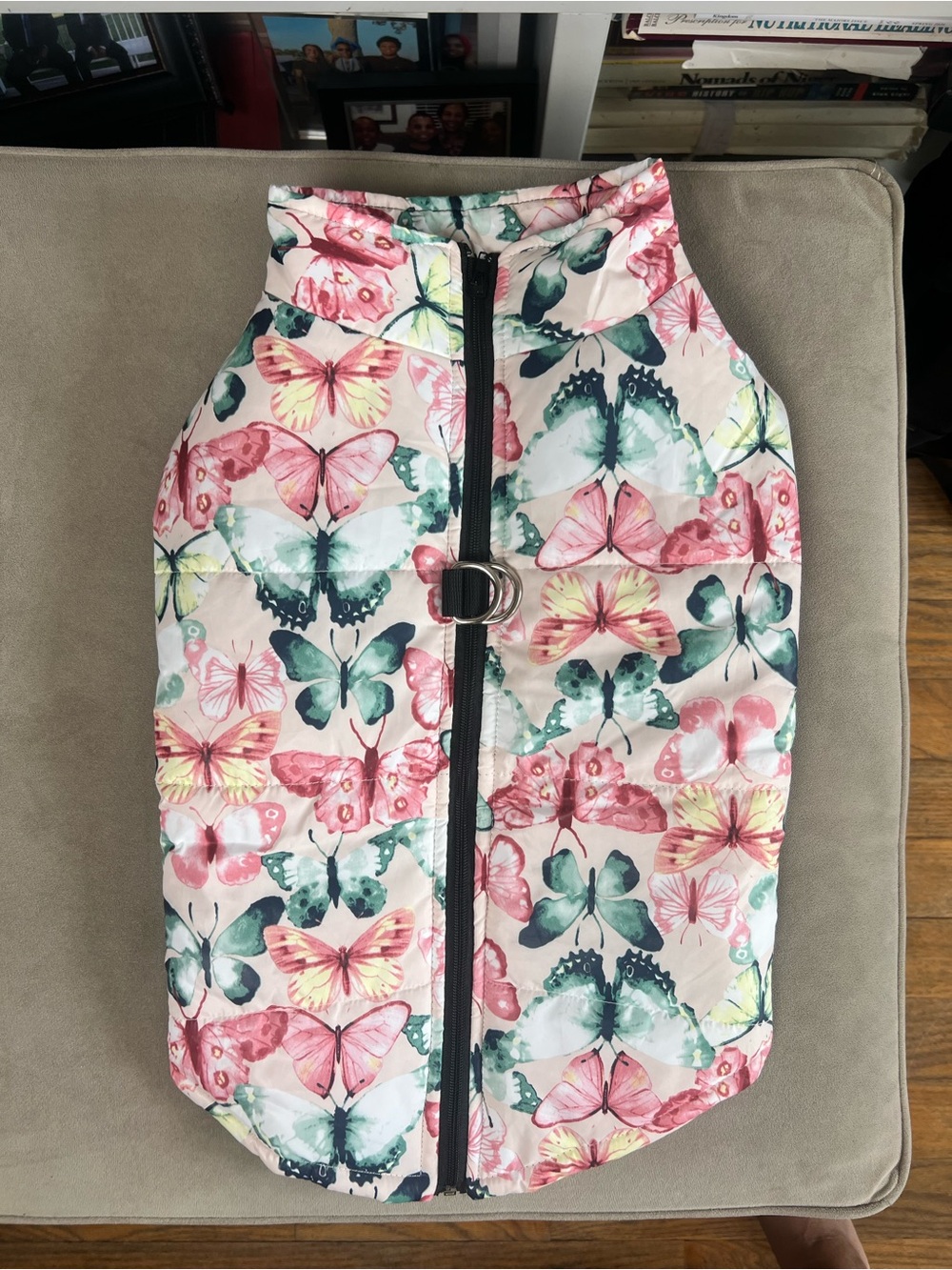 Butterfly Print Quilted Medium Sized Dog Jacket